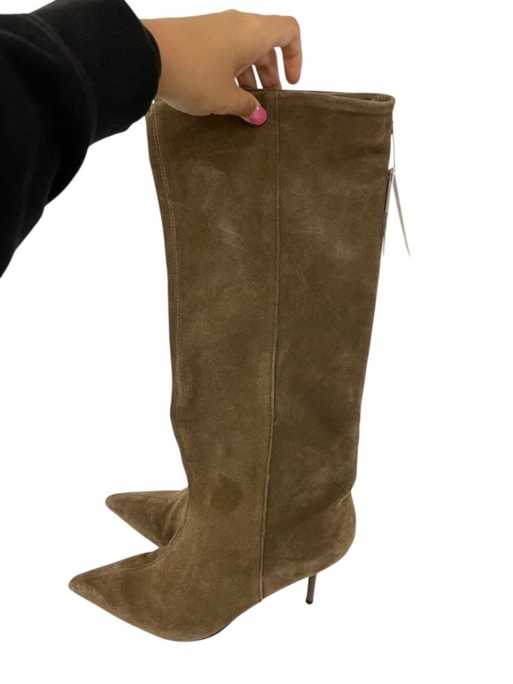 Zara Split Leather Stiletto Heel Boots EU 40 US 9 Taupe Gray 2004/610 NWOB - Picture 6 of 10